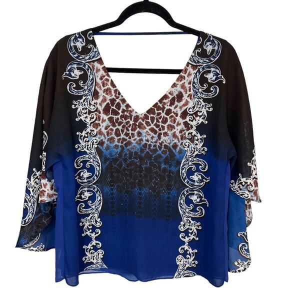 ALBERTO MAKALI embellished Blouse cape poncho style - Picture 1 of 13